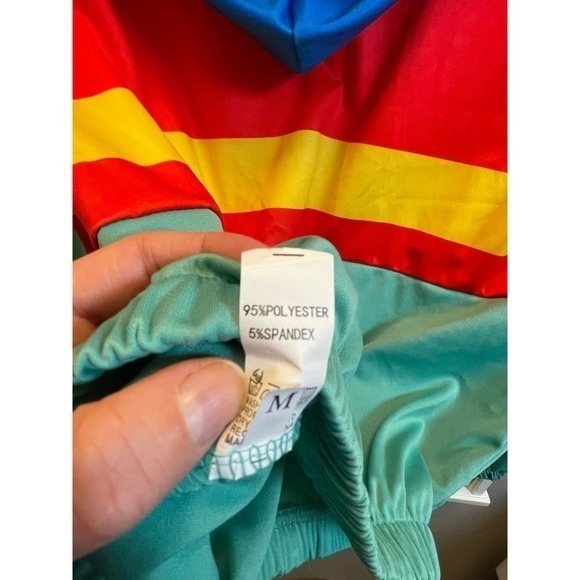 EUC Multicolor 90s Style 3/4 Zipper, Drawstring Hoodie w/ Elastic Waist - Picture 5 of 7